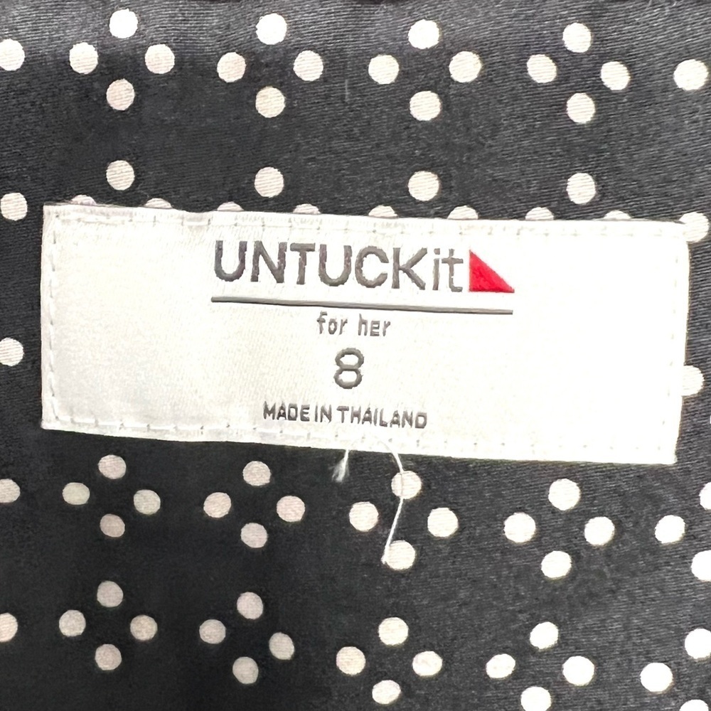 Untuckit Mikael Black Print Cotton Blend Long Sleeve Casual Shirt Dress Women 8 - Picture 11 of 11
